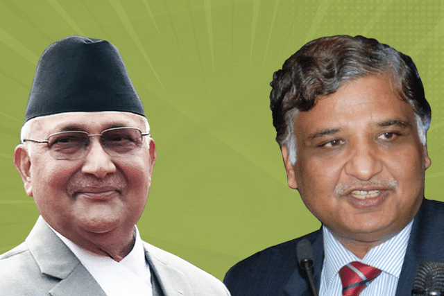 Nepal Prime Minister Khadga Prasad Sharma Oli and Director of Research &amp; Analysis Wing Samant Kumar Goel.