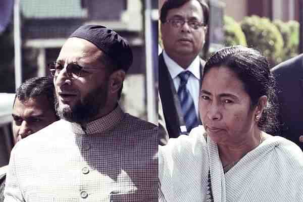 Asaduddin Owaisi (L), Mamata Banerjee (R).