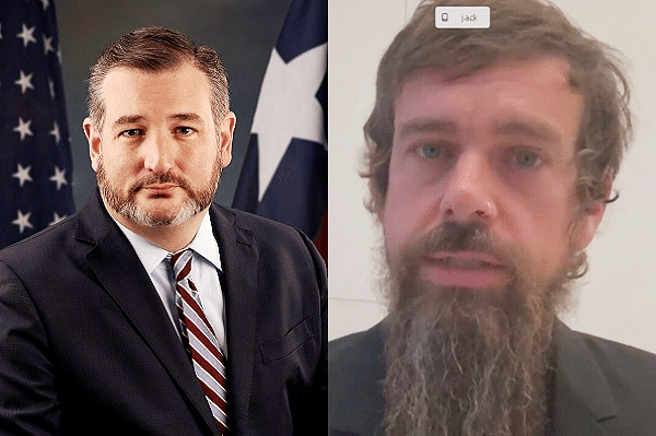 US Senator Ted Cruz - left, Jack Dorsey Right