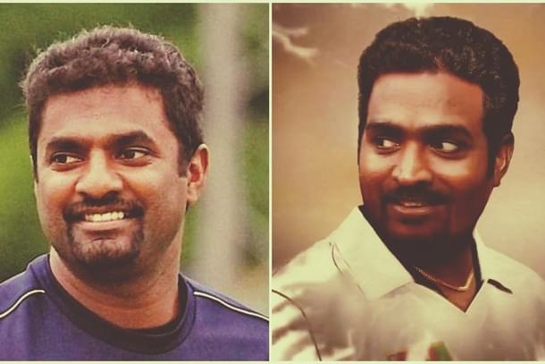 Muttiah Muralitharan (L) and Vijay Sethupathi as Muralitharan