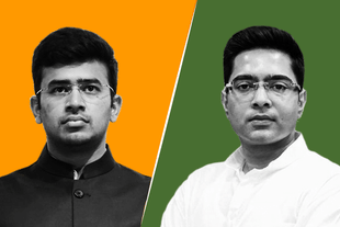 Tejasvi Surya (L) and Abhishesk Banerjee