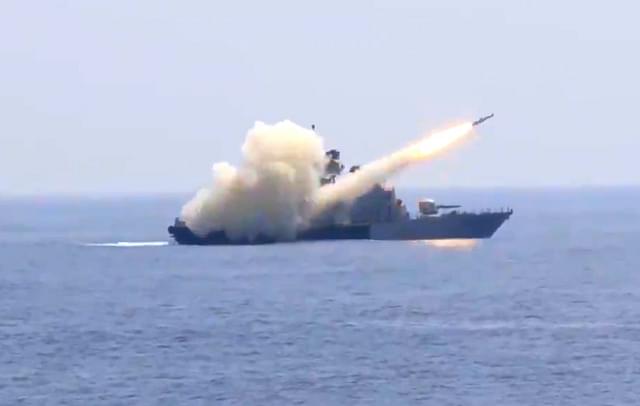 INS Prabal firing anti-ship missile. (Screengrab from a video posted by the Indian Navy) (Representative Image)