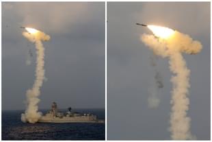 BrahMos Missile being launched from INS Chennai (Twitter)
