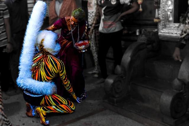 A tiger receiving blessings before dancing. Picture: Team Kalicharan.