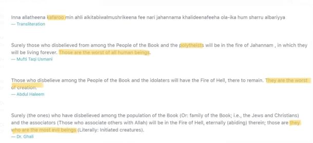 From Quran.com. 98.6