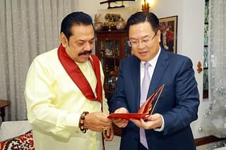Mahinda Rajapaksa with Chinese ambassador to Sri Lanka in 2018. (Twitter) 