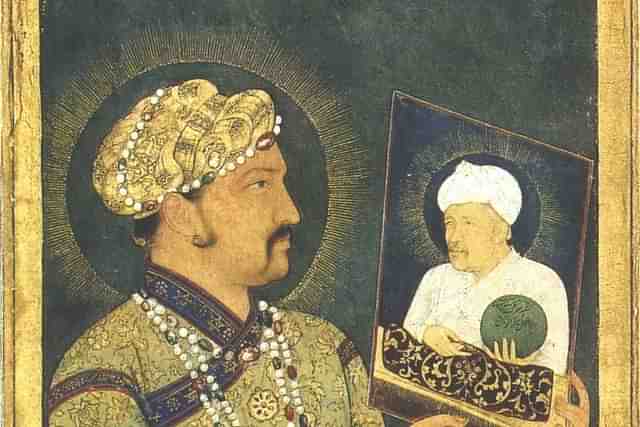Jahangir with a portrait of Akbar