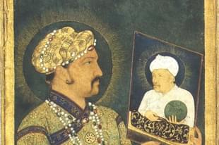 Jahangir with a portrait of Akbar