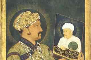 Jahangir with a portrait of Akbar