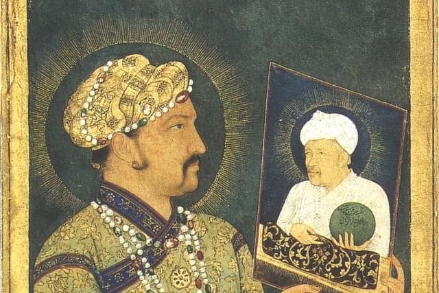 Jahangir with a portrait of Akbar