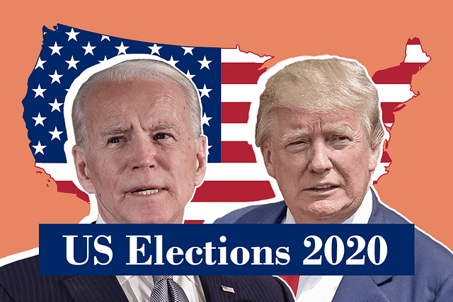 Democratic Party’s presidential candidate Joe Biden and US President Donald Trump (right). (Illustration: Swarajya Magazine) &nbsp;