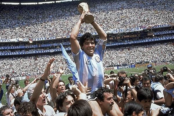 Maradona after lifting the world cup with Argentina in 1986 