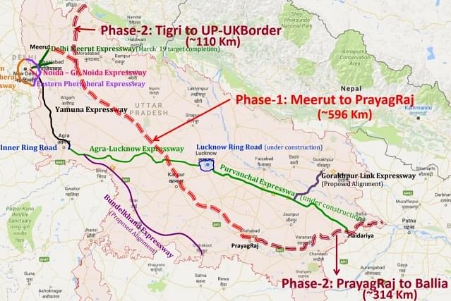 Alignment of Ganga Expressway and other expressway projects in UP