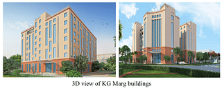 A 3D view of the proposed KG Marg buildings.