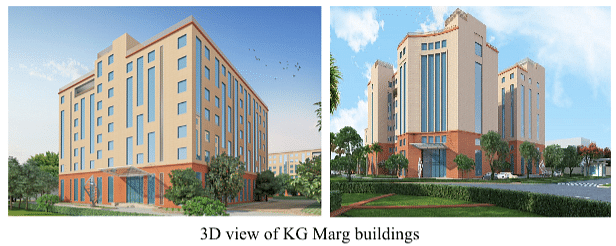 A 3D view of the proposed KG Marg buildings.