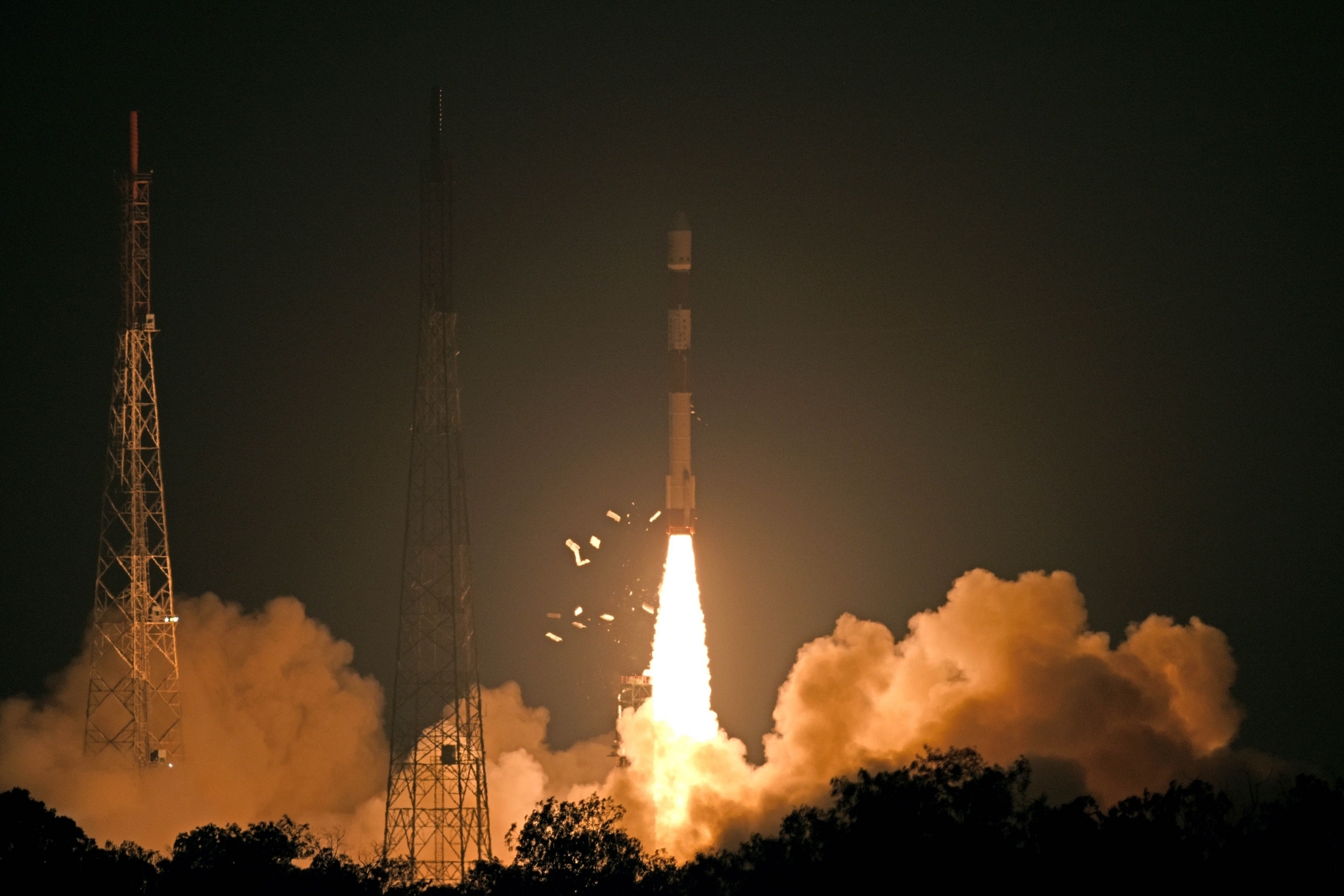 The pre-dawn launch of PSLV-C46. (ISRO)&nbsp;