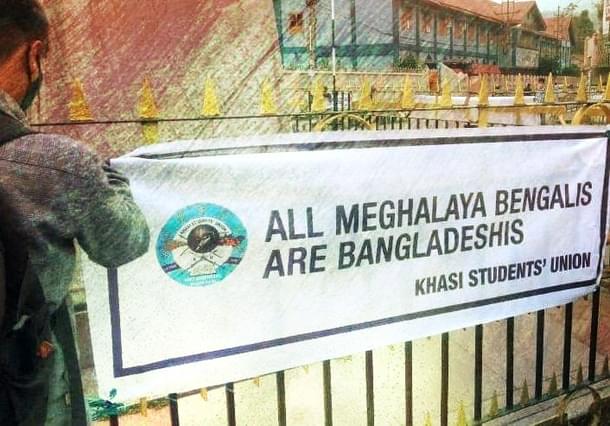 A poster calling non-tribals ‘Bangladeshis’ put up in Meghalaya. 