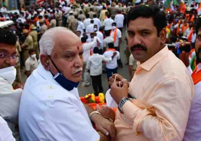 B S Yediyurappa and B Y Vijayendra 