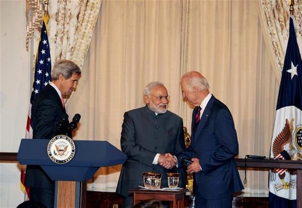 In this 1 October, 2014 Prime Minister Narendra Modi greets the then US Vice President Joe Biden in Washington DC. (file image) PTI