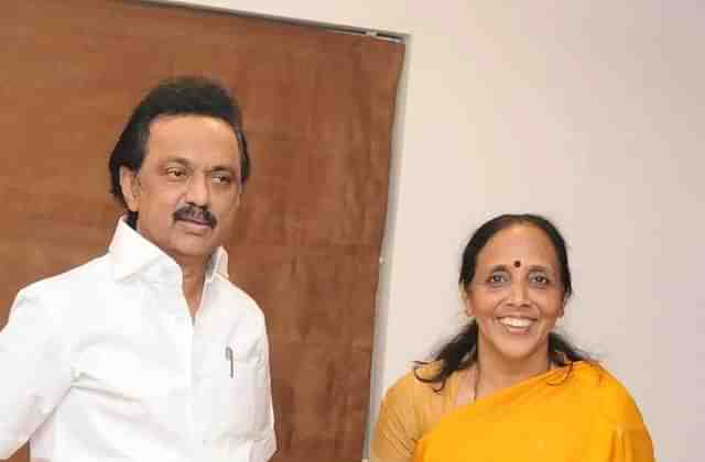  DMK MLA Poongothai Aladi Aruna with DMK president MK Stalin 