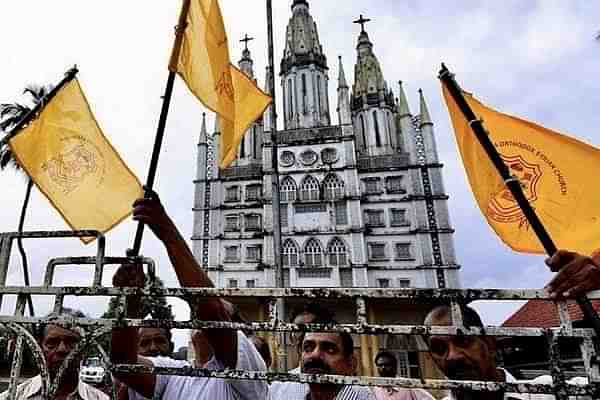 Protests fume in Piravom over Supreme Court’s ruling to handover Jacobite church to Orthodox faction (Pic: Twitter)