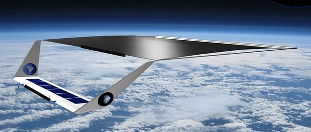 A UAV deploys the reflective sheets that form a ‘Glitter Belt’ above the earth.