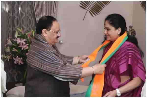 Satti VIjayashanthi meeting BJP president J P Nadda 