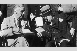 Roosevelt and Churchill, Churchill smoking a cigar (Source: The New York Times)