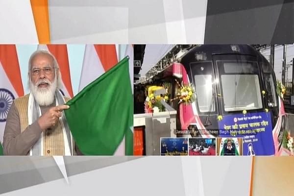 PM Modi flagging off driverless metro (PMO India)
