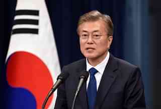 South Korea's new President Moon Jae-In during a press conference at the presidential Blue House in Seoul on May 10, 2017. Jung Yeon-Je—Getty Images