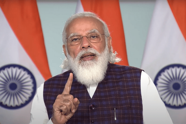 Prime Minister Narendra Modi speaking at the India Mobile Congress 2020.