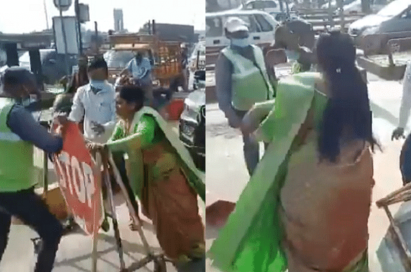 YSRCP leader D Revathi attacking toll officials