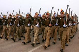 Delhi Police officers march during Republic Day in 2009. (Wikipedia)