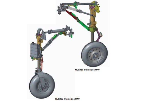 Main and nose landing gears for 1 tonne class UAV. (Technology Focus/DRDO)