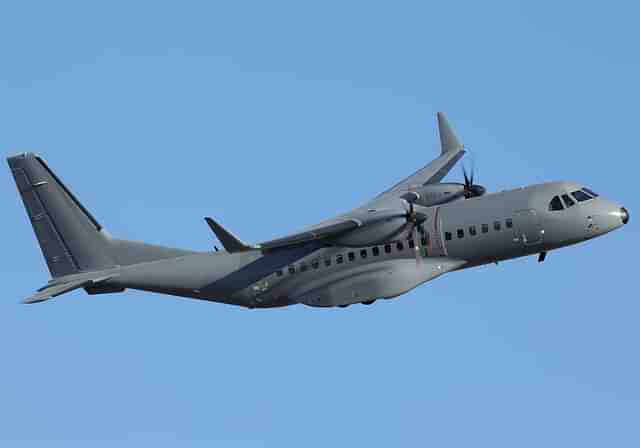 A C295 in-flight during a military mission. (Airbus)&nbsp;