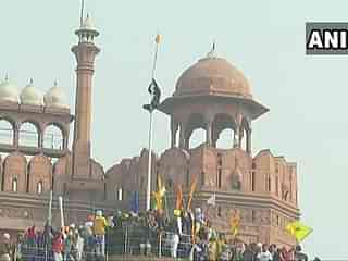 Protesting farmers at Red Fort on Republic day, 2021 (ANI)