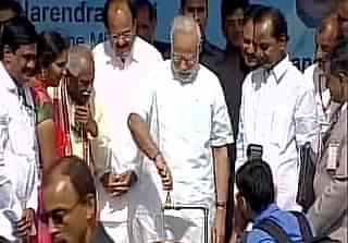 PM Modi inaugurating a piped water connection in August 2016 in Telangana (ANI)