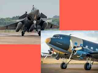 Rafale and Dakota DC3 aircrafts (@IAF_MCC/Twitter, @AdityaRajKaul/Twitter)
