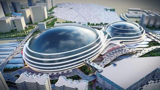 The dome-shaped terminal buildings of a redeveloped New Delhi Railway Station (@PiyushGoyal/Twitter)