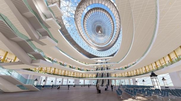 Interiors of the New Delhi Railway station redevelopemnt project (@PiyushGoyal/Twitter)