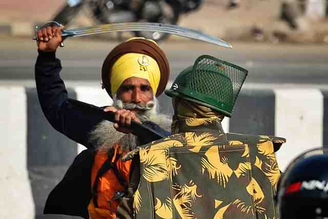 A scene from 26 January violence in New Delhi. (via Twitter)&nbsp;