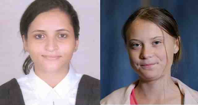 Nikita Jacob - left, Greta Thunberg - right (Pic via OpIndia)