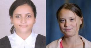 Nikita Jacob - left, Greta Thunberg - right (Pic via OpIndia)