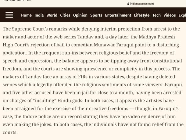 Indian Express editorial