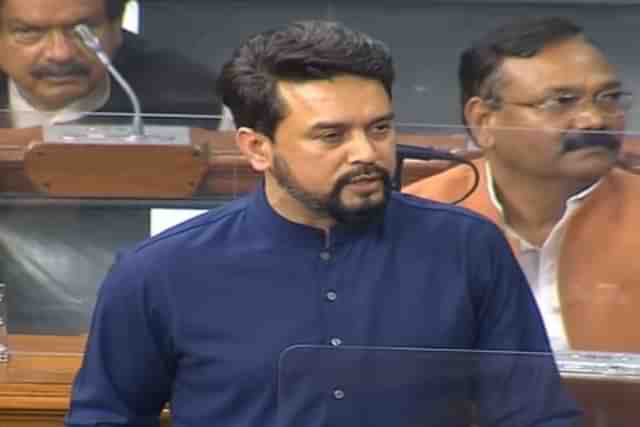 MoS Anurag Singh Thakur in Lok Sabha (Source: @ANI/Twitter)