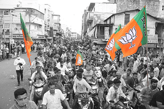 The BJP workers celebrating the election victory.