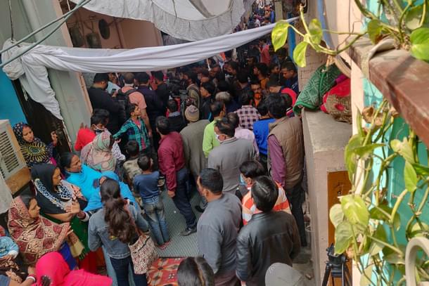 Outside Rinku Sharma’s house on 12 February/Swarajya