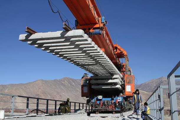 A construction site of the Lhasa-Nyingchi Railway in Sangri County of Shannan, Tibet. 