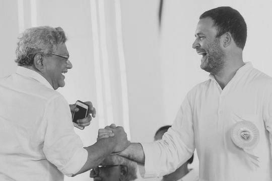 
CPI (M) General Secretary Sitaram Yechury with Congress Rahul Gandhi. 


