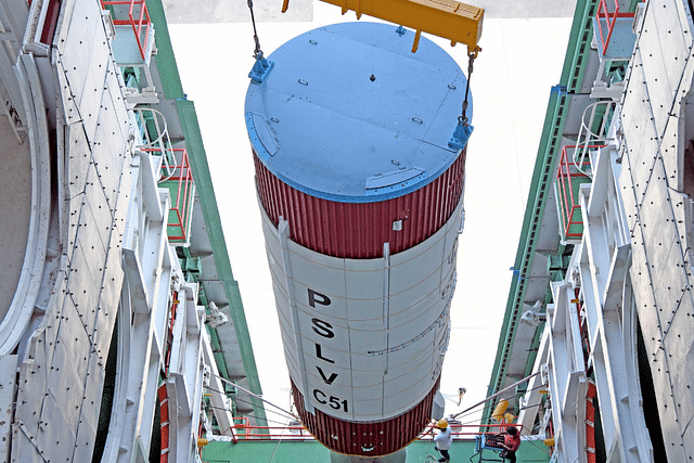 ISRO PSLV C51 in preparation for launch on 28 February. (Photo: ISRO)